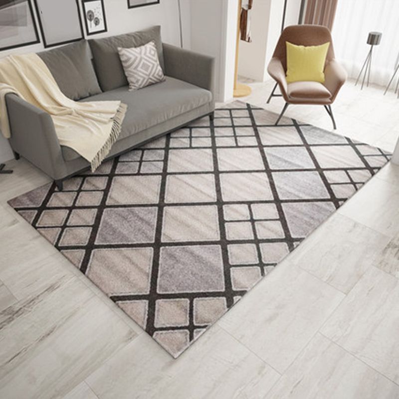 Nordic Living Room Rug Multicolor Abstract Print  Area Carpet Polyster Easy Care Machine Washable Indoor Rug