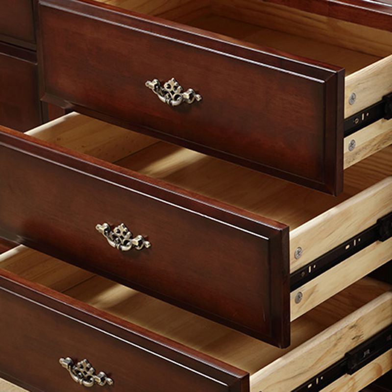 Traditional Wooden Bedroom Chest Vertical Storage Chest with Drawers