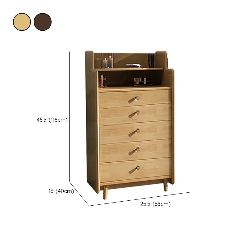 Glam Bedroom Storage Chest Vertical Rubber Wood Chest with Drawers