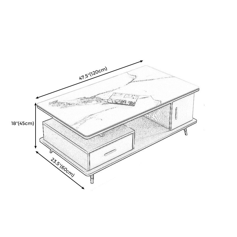4 Legs Base Design Wood-based Material Square Grey/white Coffee Table
