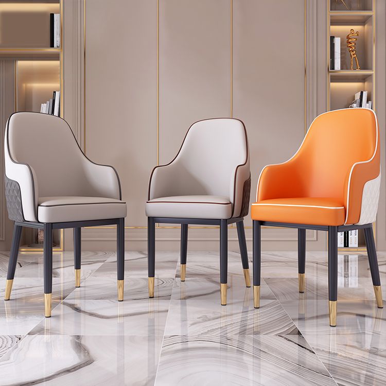 Silla de comedor de estilo escandinavo Silla tapizada de metal para comedor con brazo