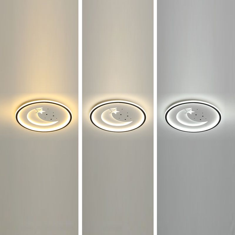 Modern Flush Light Fixtures Starry Metal 1 Light Flush Mount Lamps in Black and White