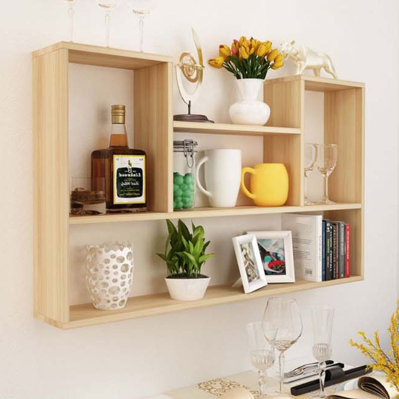 Modern Engineered Wood Bookcase Floating Wall Mounted Bookshelf