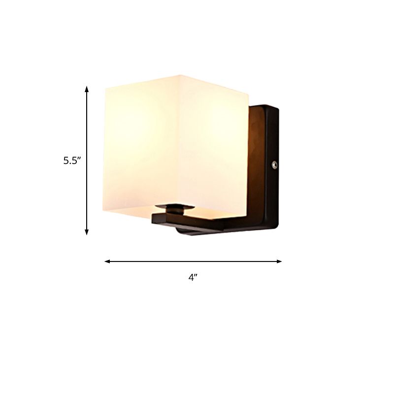 Tombra blanca Luz de apliques con base negra 1 Ligera de estilo moderno Vidry Glass Plan de pared para sala de estar