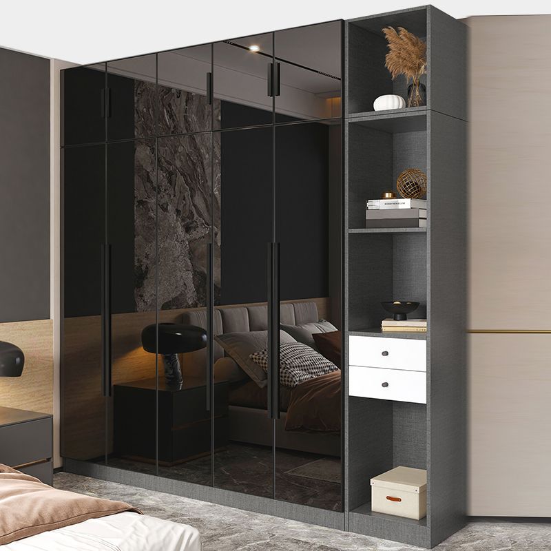 Modern Style Wardrobe Grey Colour Glass Wardrobe Closet for Bedroom