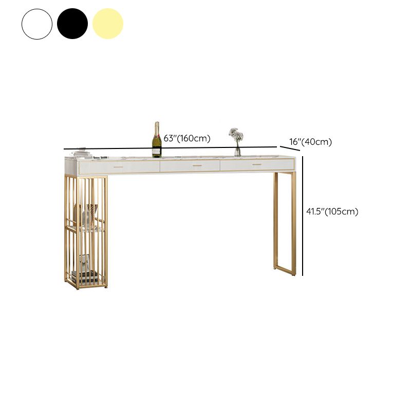 Stone Bar Table Set Glam Style Rectangle 1/3 Pieces Pub Table Set for Indoor