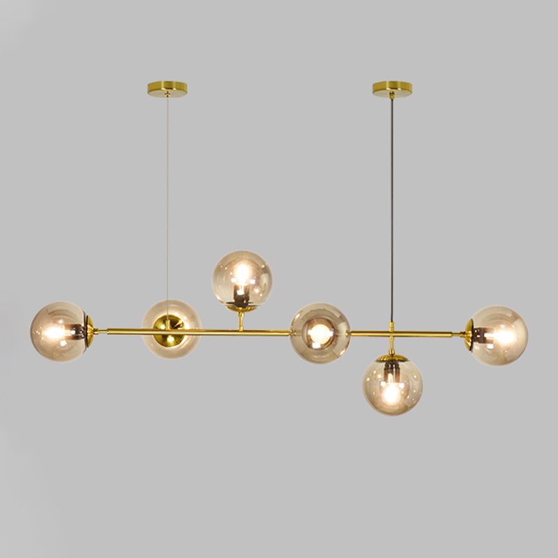 6 Light Sphere Island Light Fixture Contemporary Glass Island Chandelier