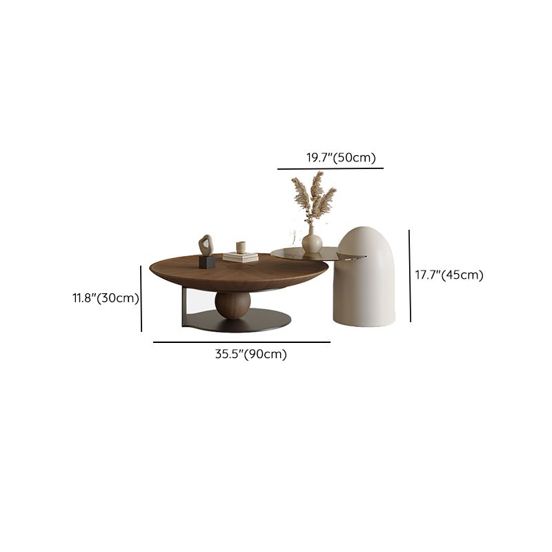 Modern Wood Coffee Table Round Nesting Coffee Table Set for Living Room