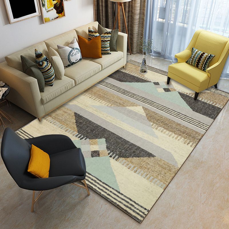 Multi Color Geometrical Rug Synthetics Contemporary Area Carpet Pet Friendly Non-Slip Backing Washable Rug for Living Room