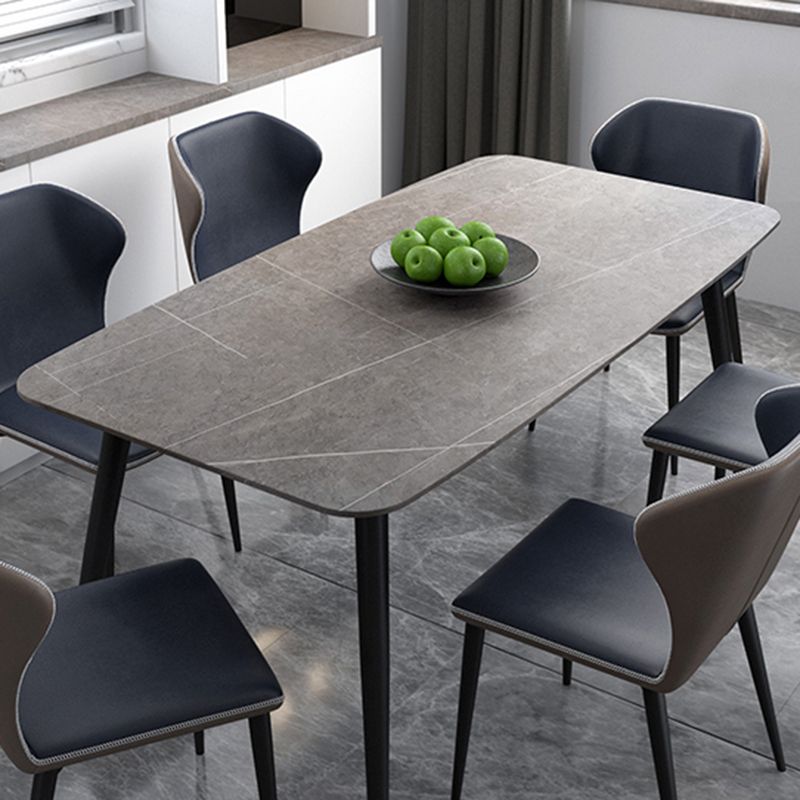 Metal Modern Rectangular Table Sintered Stone Table for Dining Room and Kitchen