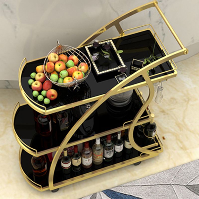 Modern Style Metal Prep Table 31.5"H Rolling Glass Prep Table for Home Use