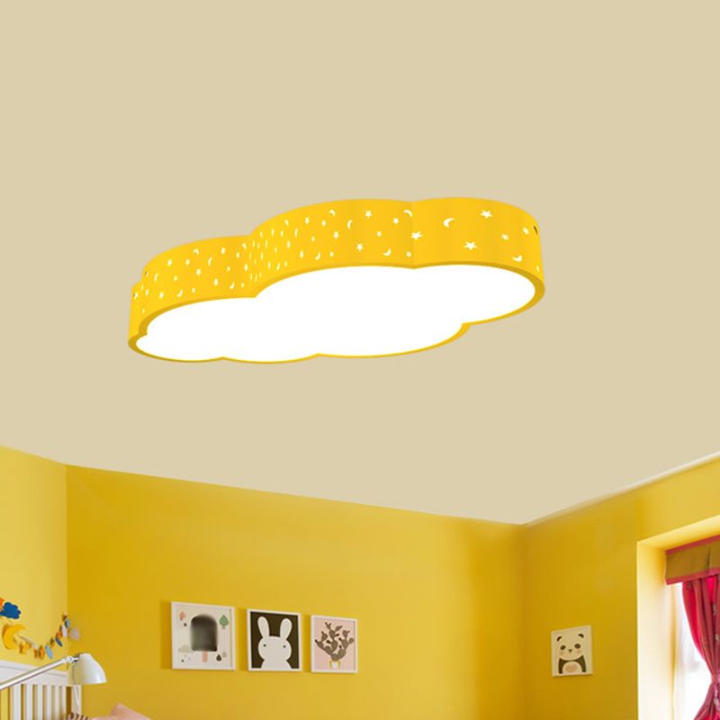 18 "/20.5" W Kindergarten LED Flushmount Kid bianco/giallo/blu plafoniera con Cloud Acrilic Shade