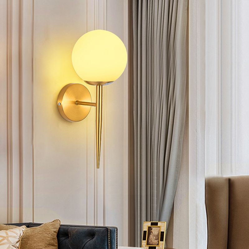 Modernism Wall Sconce Spherical Glass Wall Light Fixture in Gold for Bedroom
