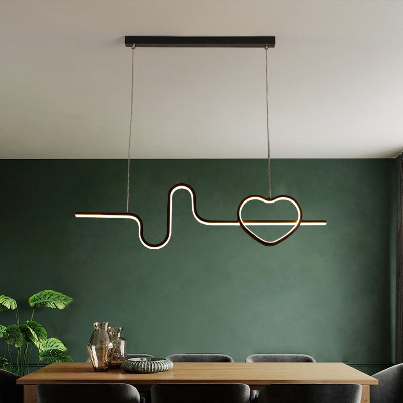 Cuore artistico e linea isola lampada in metallo sala da pranzo in metallo Luce a sospensione LED