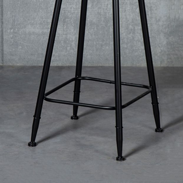 Industrial Armless Backrest Counter Stool Steel Cafe Bar Stool with Velvet Cushion