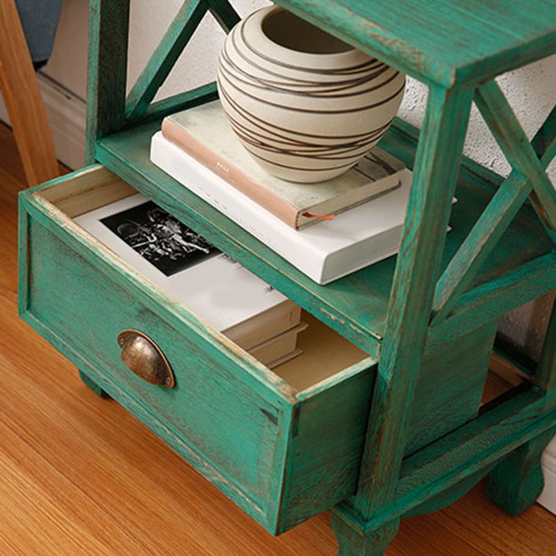 Modern Wood Accent Chest with Drawers and Shelf 11.81" Wide Chest