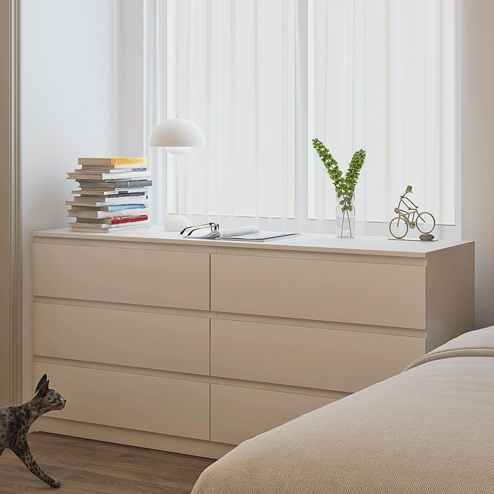 16" D White Wooden Dresser Modern Style Multi Drawers Storage Chest