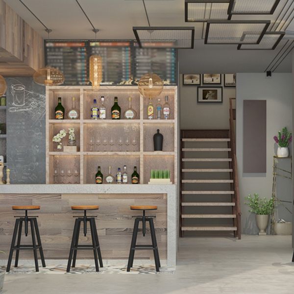 Adjustable Armless Height Stool Industrial Counter Stools with Black Base