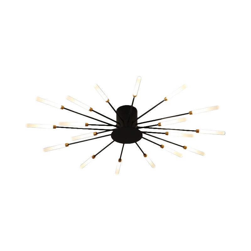 Plafonnier contemporain en rafale noir/or, 12/18/28 lumières, lampe LED en acrylique, Semi-encastrée, pour chambre à coucher