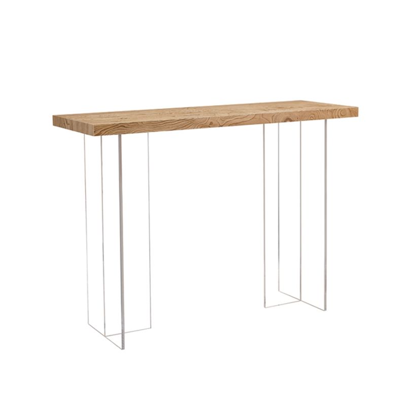 Modern Rectangle Bistro Bar Table Solid Wood Bar Table with Acrylic