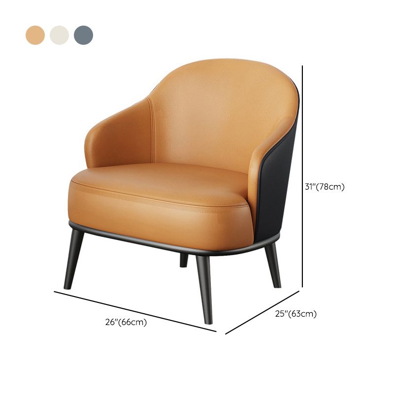 Fixed Back Armchair Living Room Recessed Arms Chair with Cushion