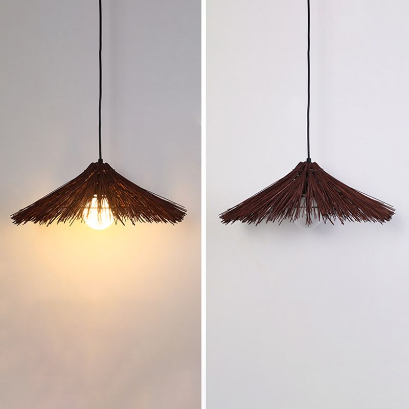 Rattan Asia Hanging Lamp Kit 1-Light Down Lighting Pendant for Bedroom
