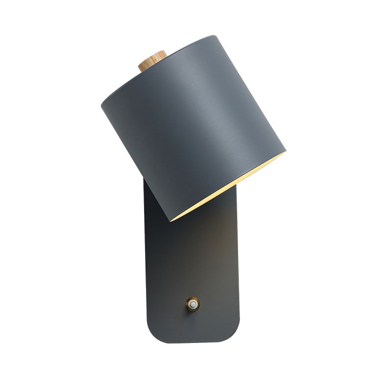 Nordic Style Iron Wall Light Cylinder Shape Rotatable Wall Lamp for Living Room