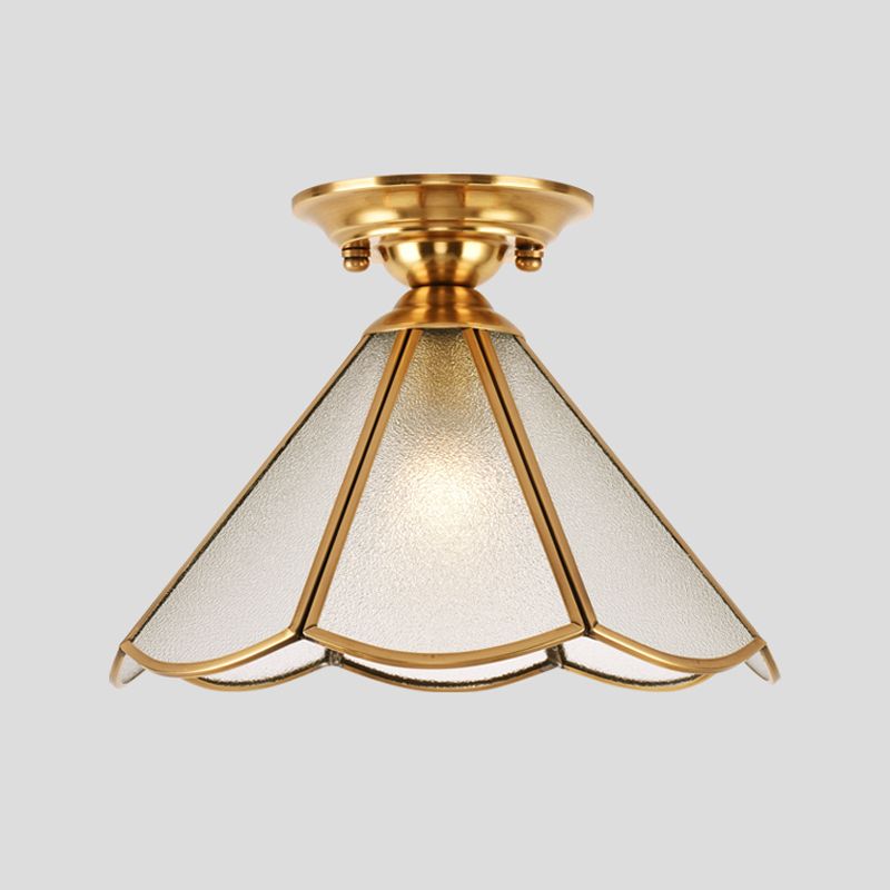 Glass Gold Semi Flush Ceiling Light Shaded Vintage Semi Flush Mount Light Fixture