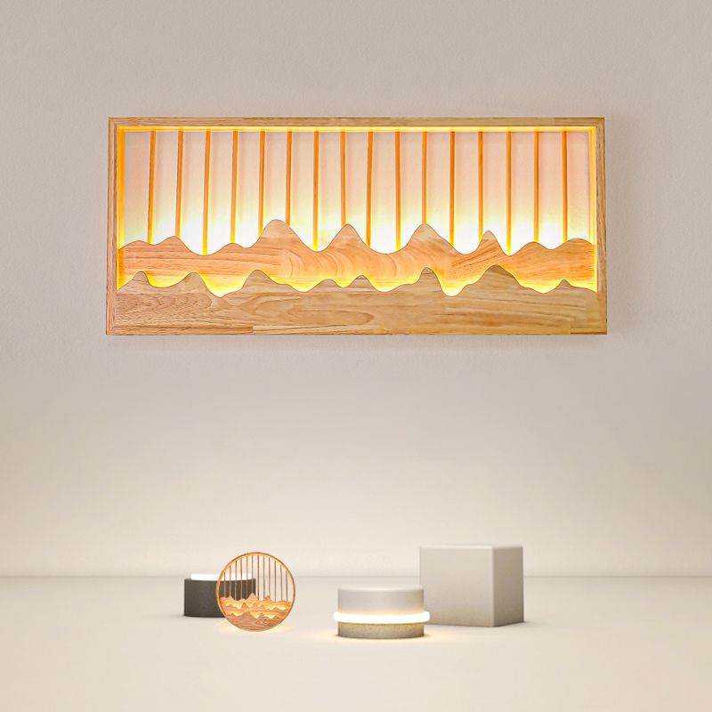 Modern Style Wooden Wall Sconce Simple LED Wall Mount Lamp for Living Room