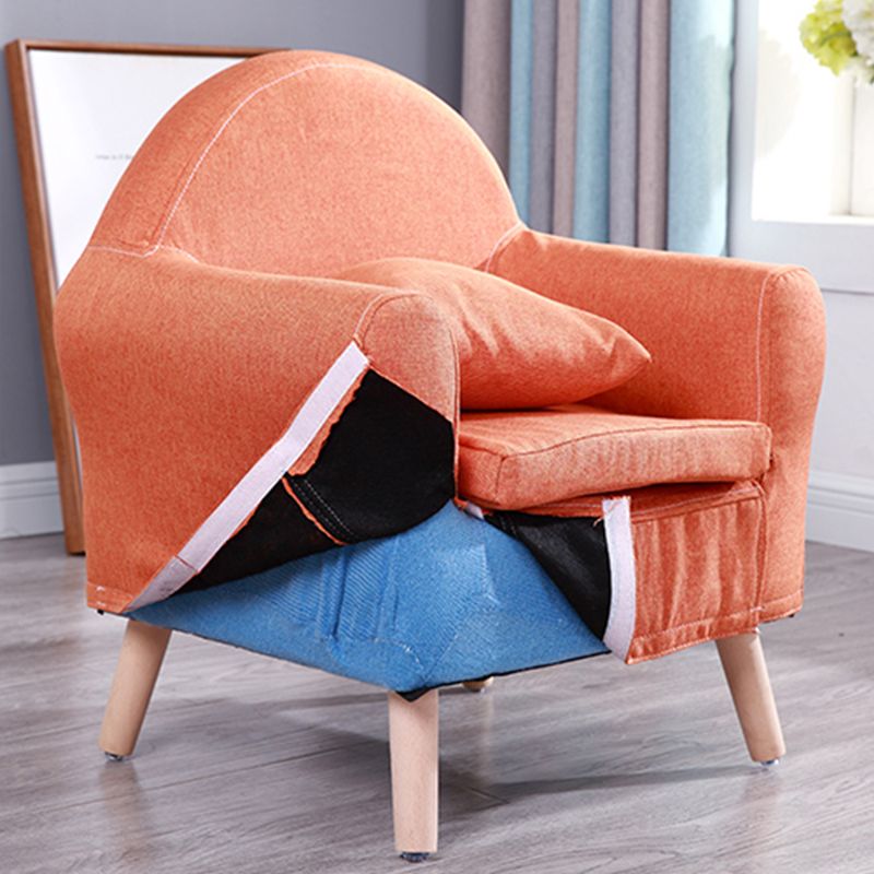 19.68"Wide Armchair Camel Back Cotton Blend Chair with Round Arms and Basic Four Legs