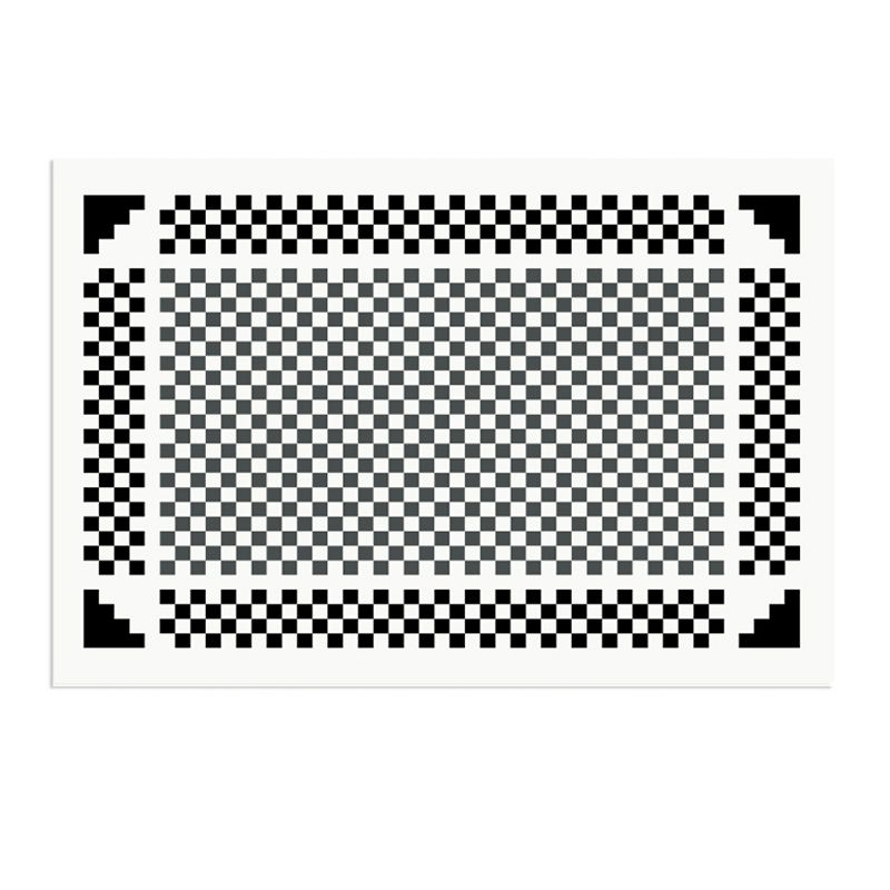 Black Plaid Print Carpet Modern Polyester Area Rug Stain Resistant Rug for Home Decor