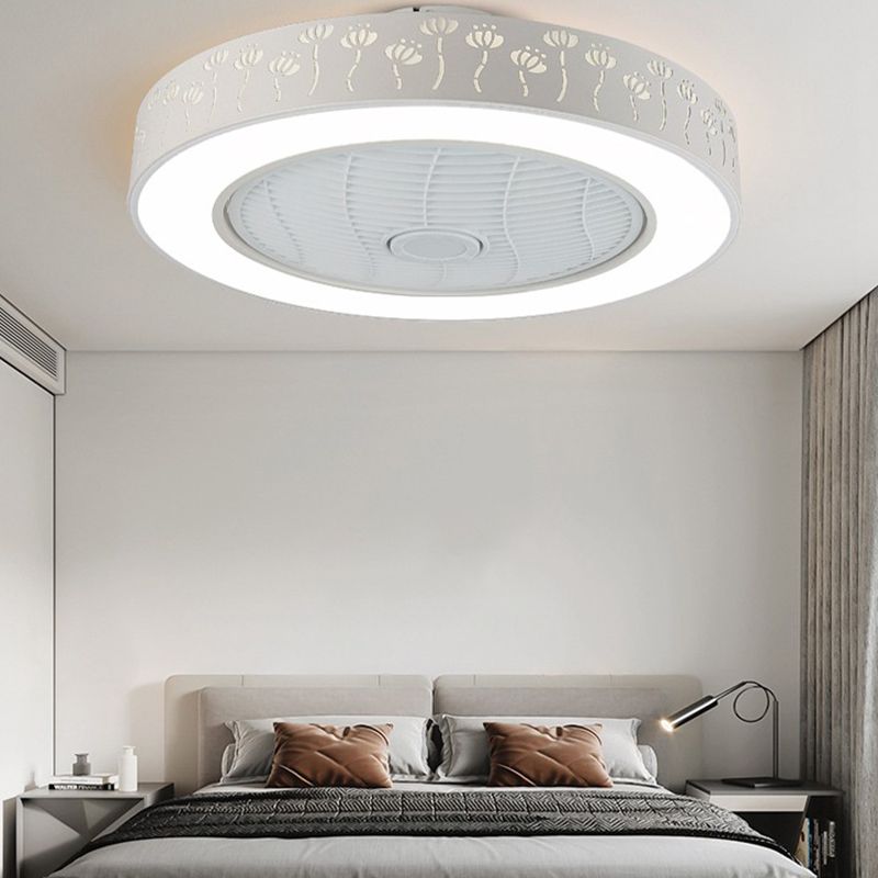 Illuminazione a ventola rotonda saldata fredda minimalista acrilico bianco semifulco per camera da letto