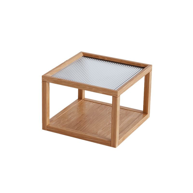 Modern Frame Coffee Table Square Glass Top Coffee Cocktail Table for Living Room