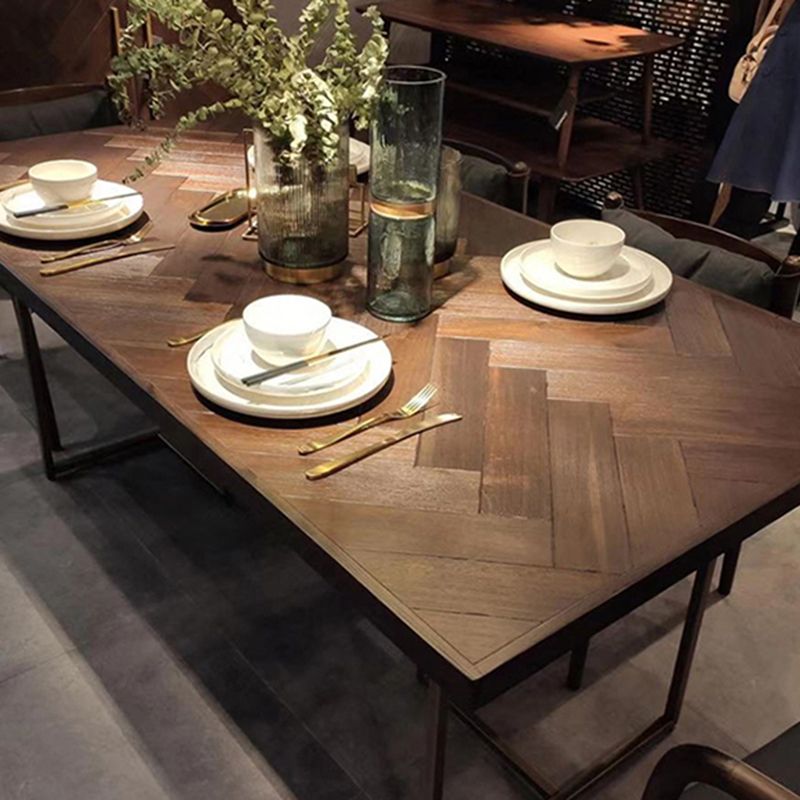 Contemporary Solid Wood Standard Dining Table Rectangle Kitchen Dining Table with Double Pedestal
