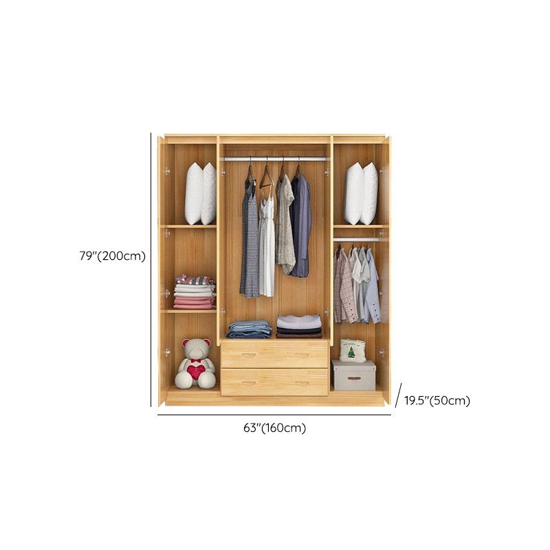 Contemporary Style Wardrobe Armoire Wood Combination Armoire with Doors