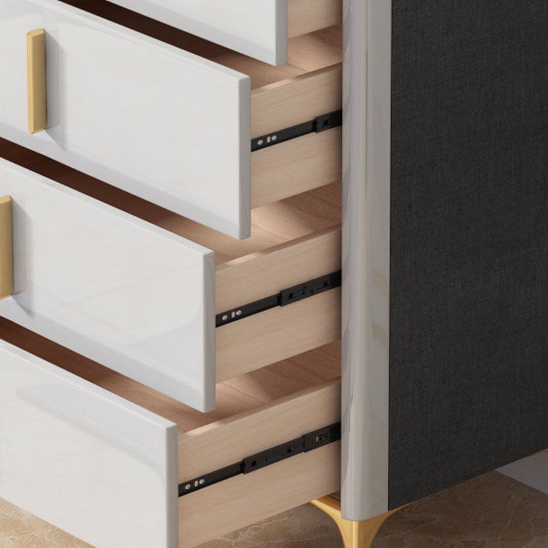 Stone Glam Storage Chest Bedroom White Chest with Metal Legs