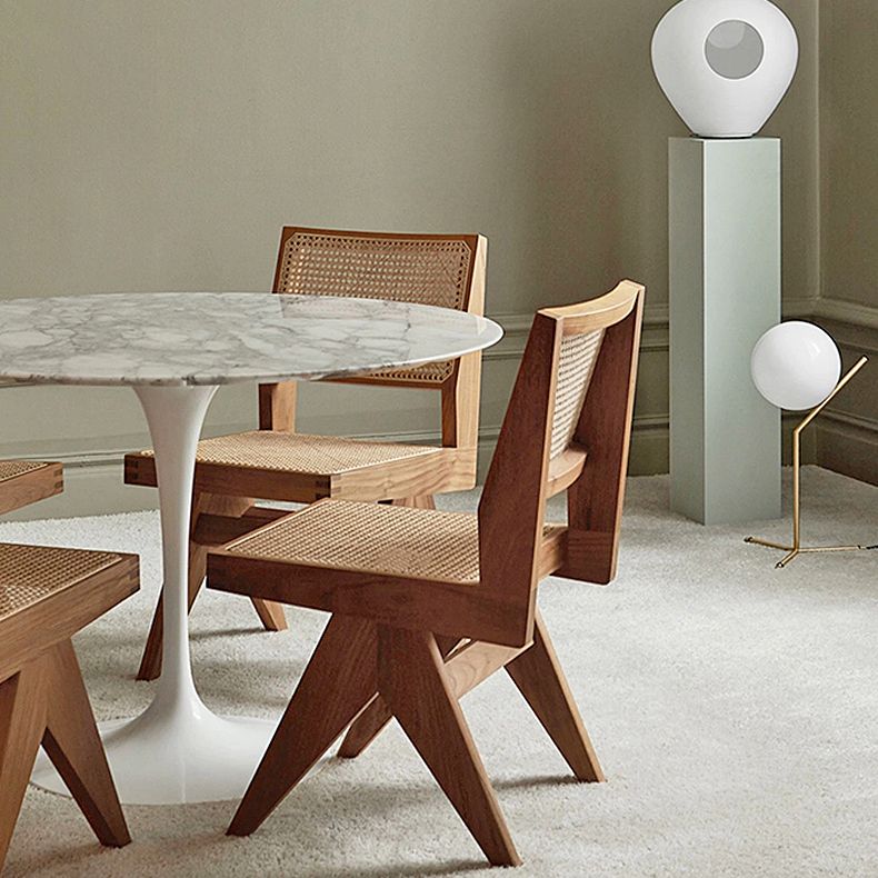 Open Back Dining Side Chair Solid Wood Armless Dining Chairs