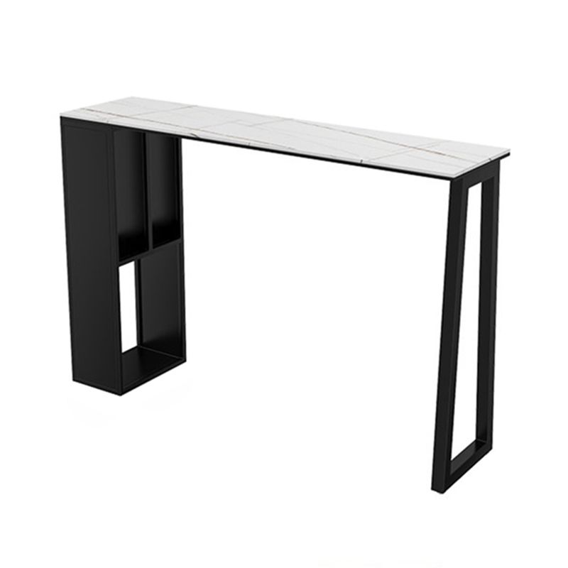 Rectangular Stone Bar Table Contemporary Bistro Table with Storage