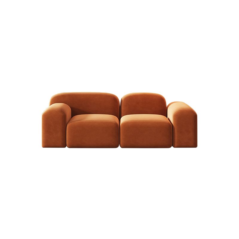 Round Arm Sofa Contemporary Wool Standard Sofa in Orange Finish