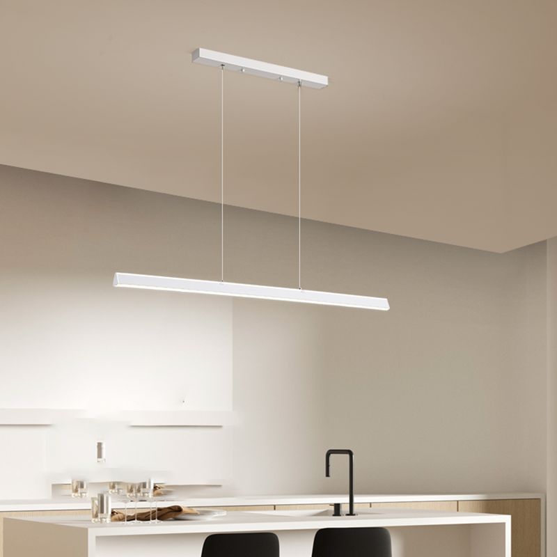 Nordic Simple Island Light Fixture Modern Long Strip LED Pendant Light for Dining Room