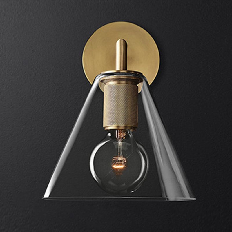 Retro Minimalist Style Cone Sconce Light Fixture  Glass Sconces for Bedroom