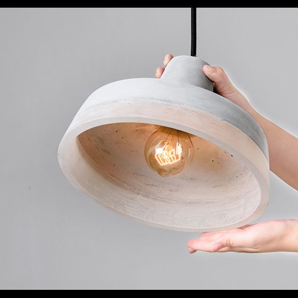 1-leichte graue Schatten-Anhängerlampe moderne minimalistische Zementlampe für Wohnzimmer