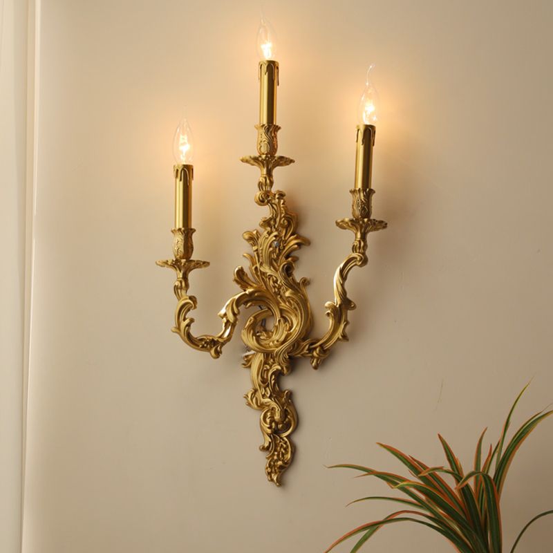 Contemporary Metal Wall Light Brassy Shade Wall Lamp for Bedroom