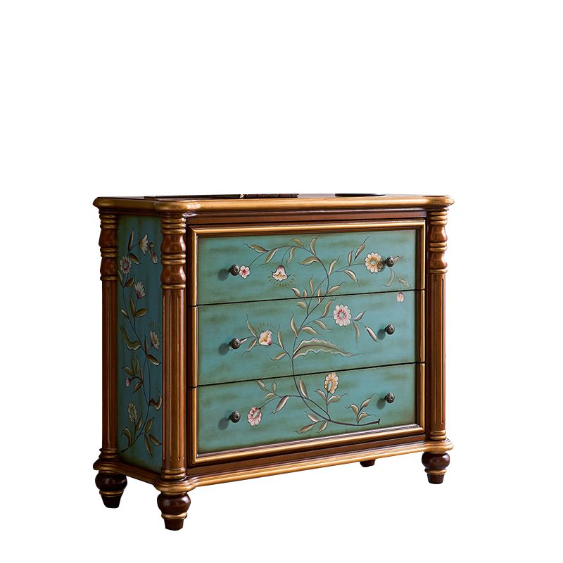 Distressed Wood Accent Chest 32.8" Tall 3 Drawers Side Cabinet