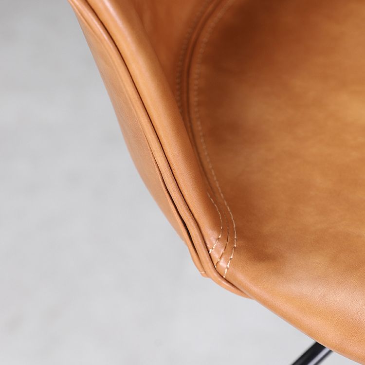 Contemporary Adjustable Height Barstool Faux Leather Swivel Barstool