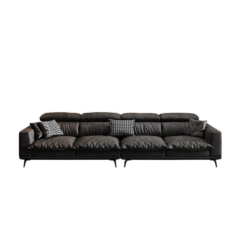Waterproof Square Arm Sectionals 27.56"High Cushion Back Sofa,Black