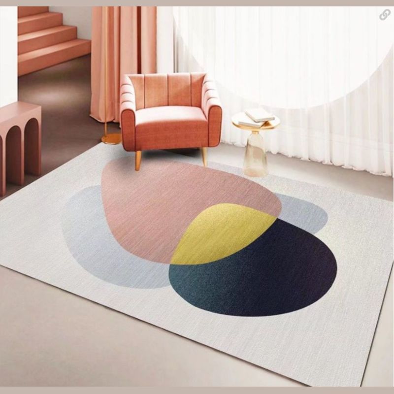 Dark Green Modern Rug Polyester Striped Area Rug Non-Slip Backing Rug for Drawing Room