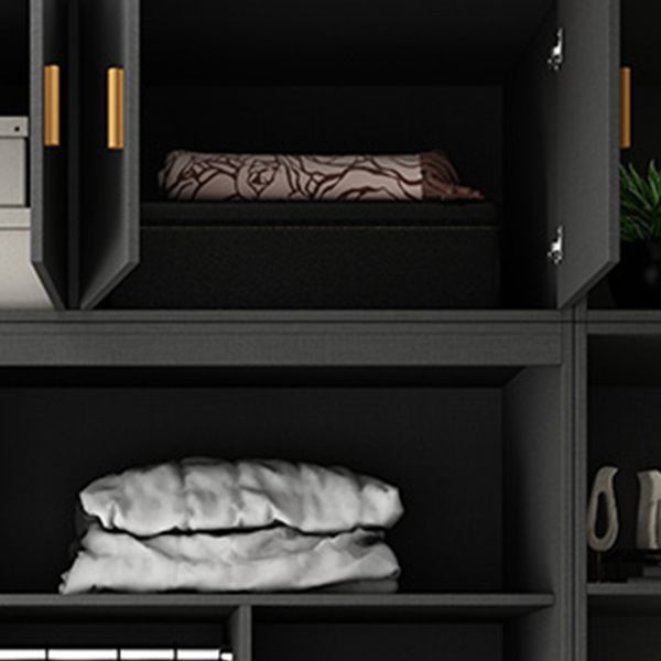 Grey Engineered Wood Wardrobe Cabinet Contemporary Wardrobe Armoire