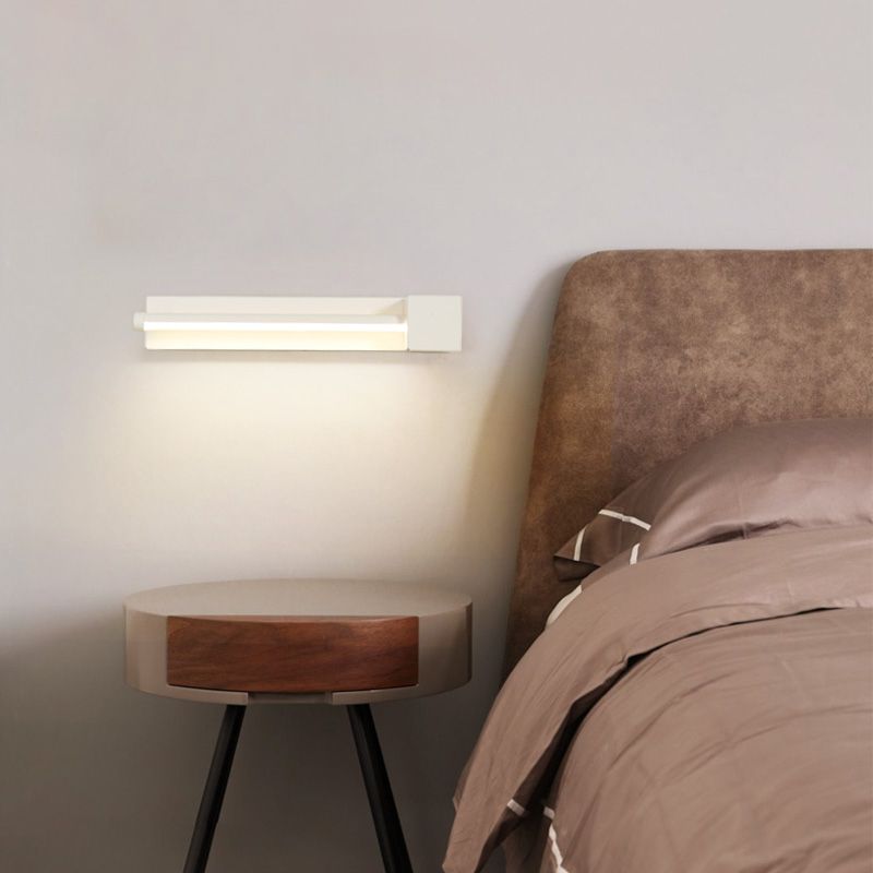Modern Metal Wall Light Straight Rotatable 12" Wide Wall Sconce for Bedroom