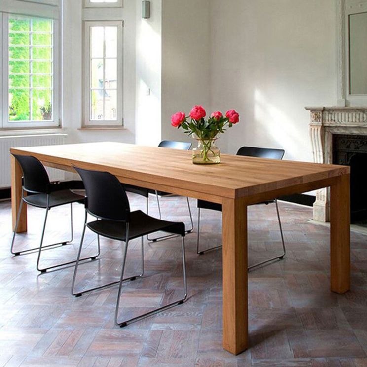 Mesa de rectángulo de madera de pino mesa de comedor moderna con 4 patas para restaurante